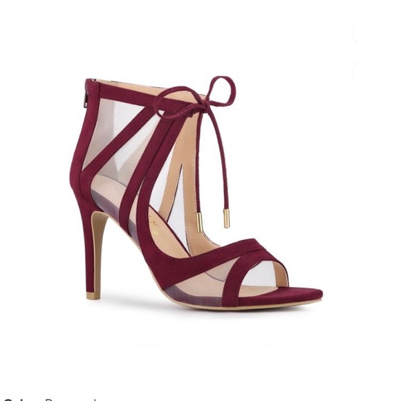 Allegra K Shoes - Allegra K Burgundy Open Toe Caged Stiletto Strappy Heel Sandals Size 9 New